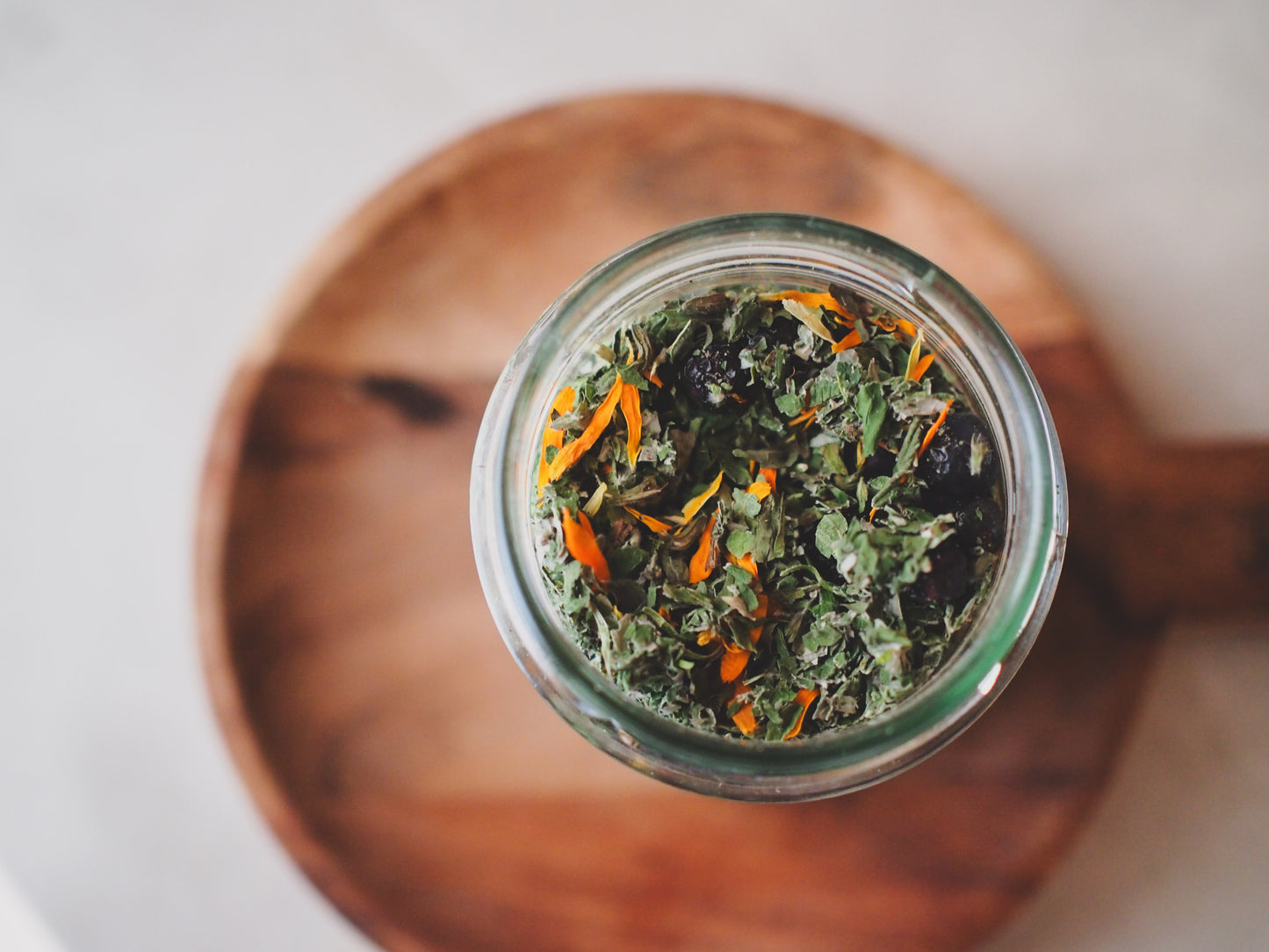 Refreshing Forest Wild Herb Tea, glass jar