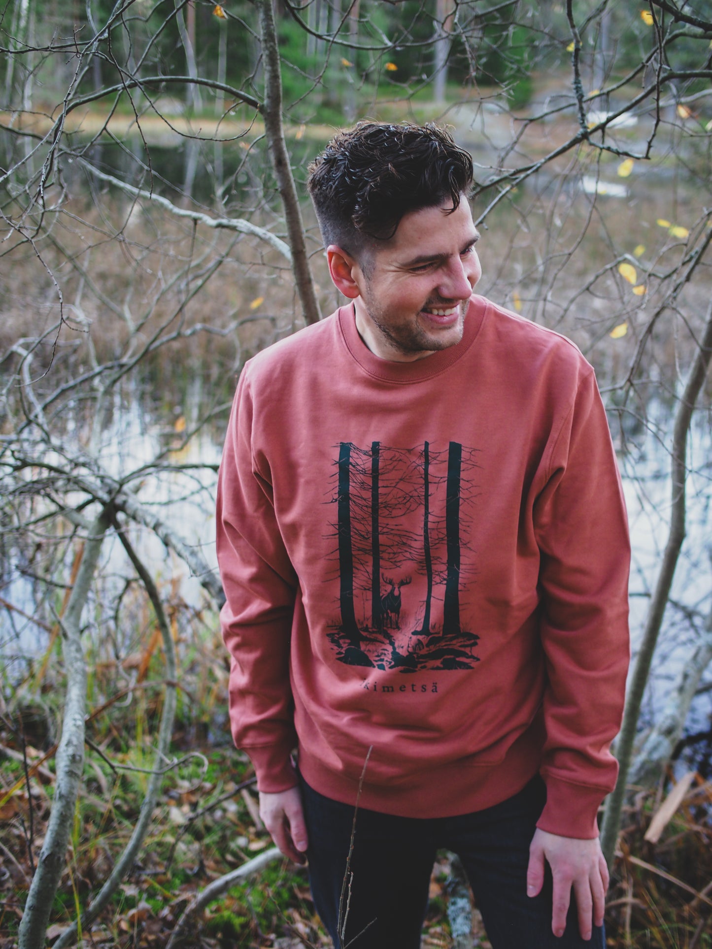 Metsä/Skogen swetari unisex ikimetsä Hirvi, heritage brown